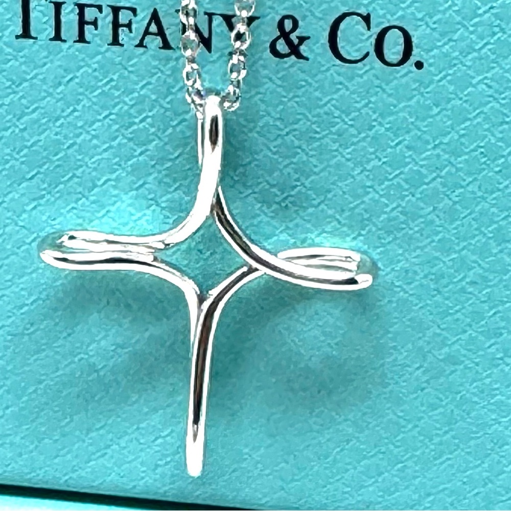 Authentic Tiffany &CO. Elsa Peretti Large Infinity Cross Pendant Neckl…